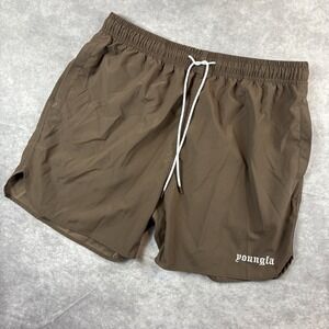 Youngla Shorts Mens L Brown Mocha Chocolate Workout Preppy Bodybuilding